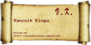 Vancsik Kinga névjegykártya
